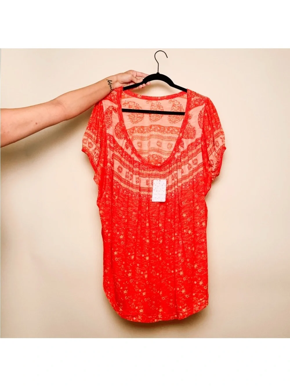 Free People paisley print red top